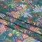 1 Yard Forest Green Red and Blue Floral Crinkled Cotton Gauzy Fabric